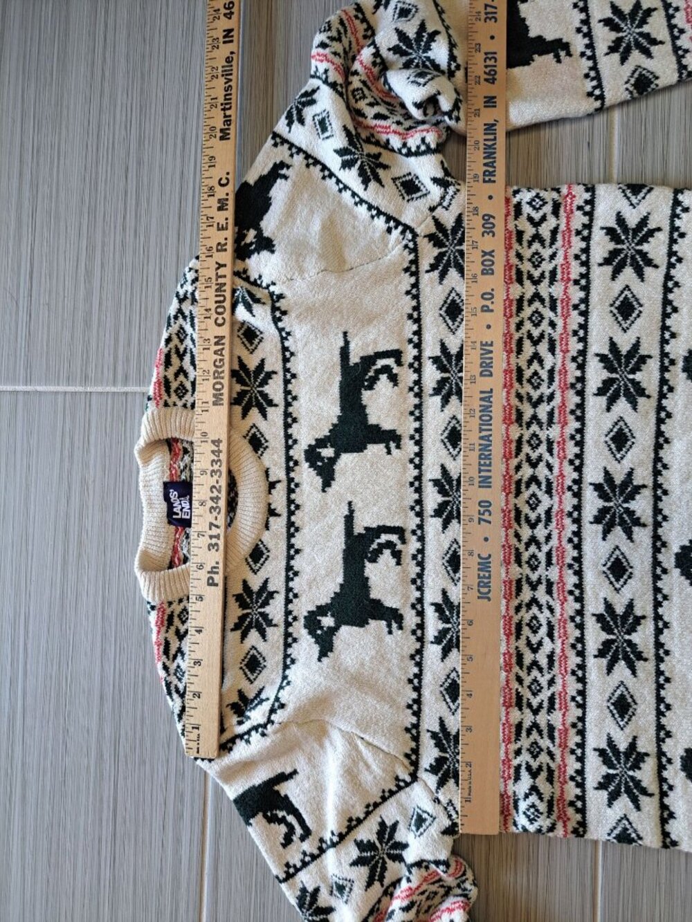 Lands End Fair Isle Dog Graphic Sweater S Winter Knit Women's Snowflake Lodge - Picture 6 of 11